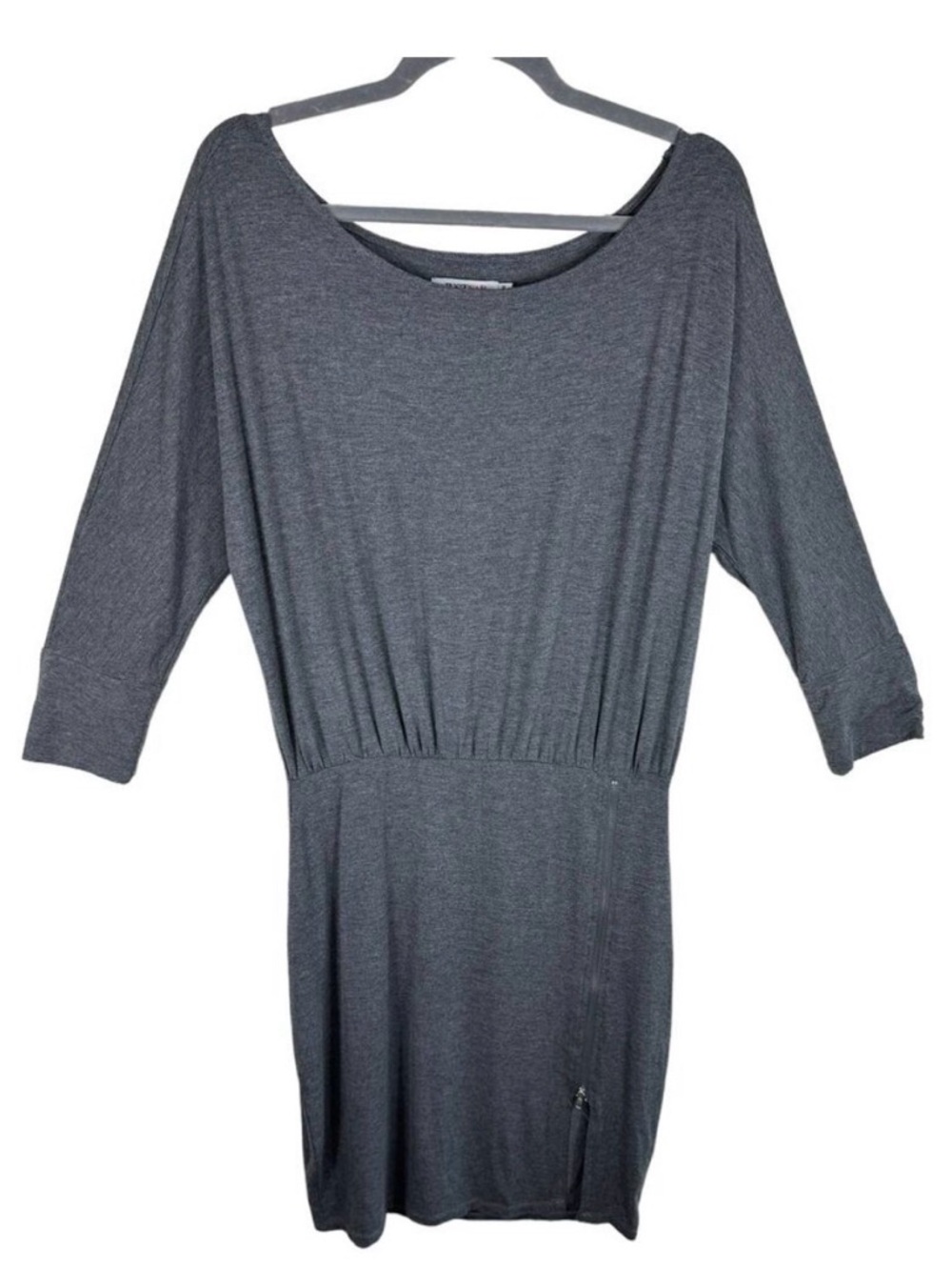 Just Fab Gray 3/4 Sleeve Boat Neck Lightweight Jersey Knit Stretchy Dress Size M
